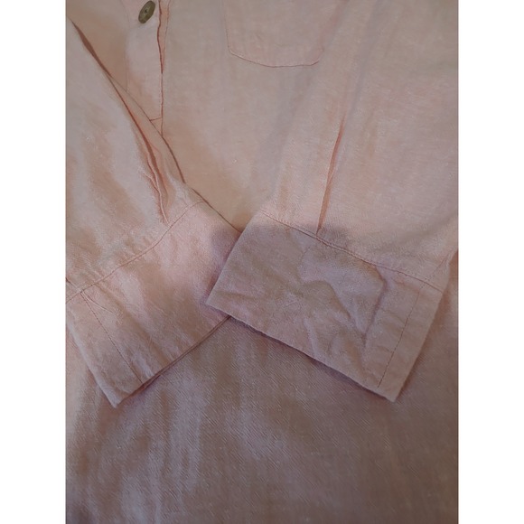 Old Navy Women SZ L Peach Linen blend popover Tunic Top lagonlook boho casual‎ - Picture 10 of 12